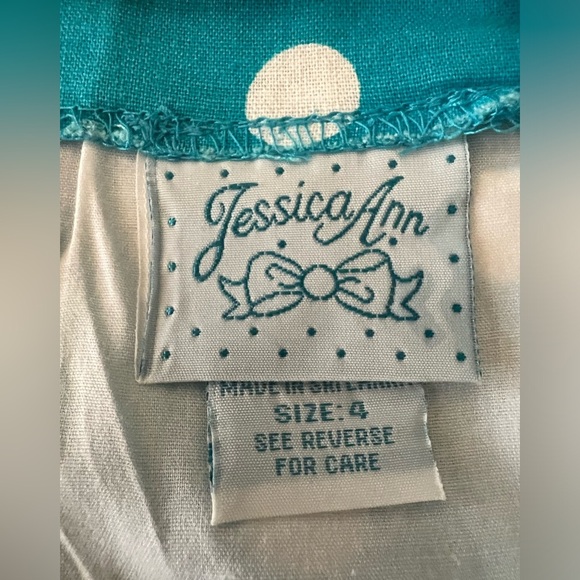 JESSICA ANN TURQUOISE SLEEVELESS DRESS WITH WHITE DOTS  SIZE 4 - Picture 6 of 7